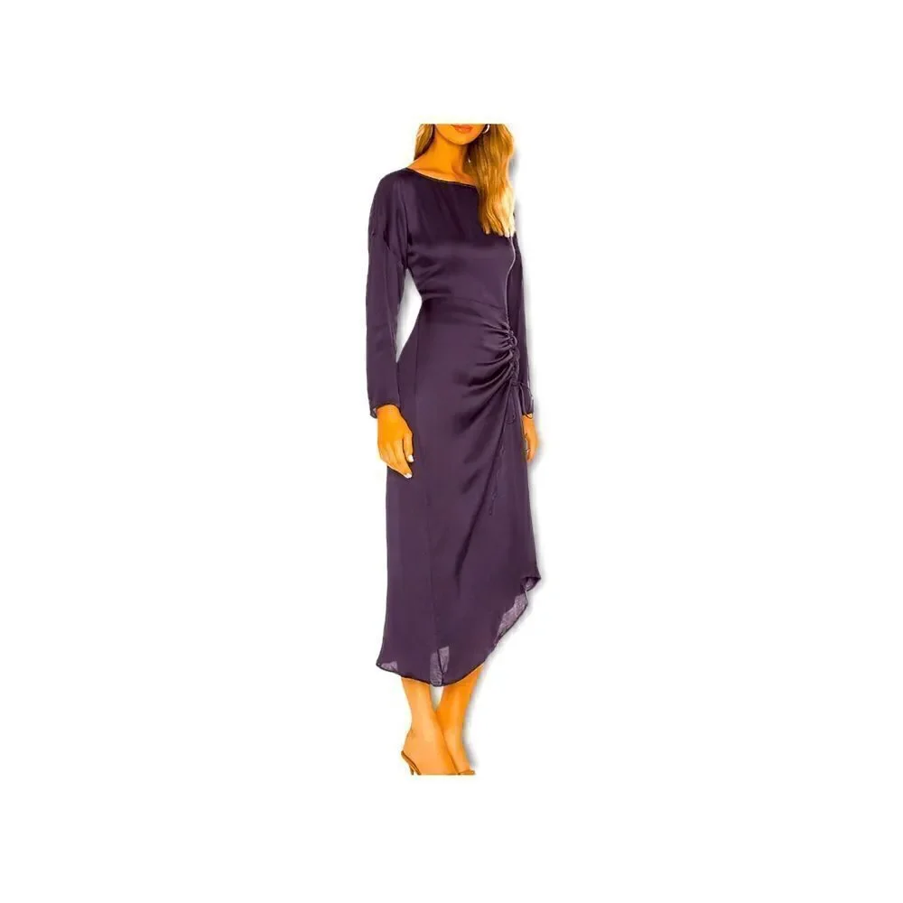 L'ACADEMIE Long Sleeve Midi Dress In Navy Sz S NWT